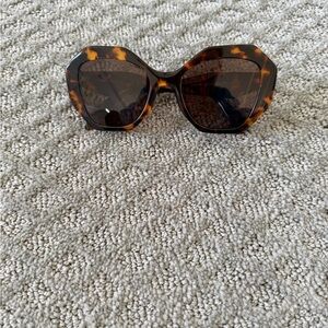 Prada Tortoiseshell Oversized Hexagonal Sunglasses - Brown/Amber